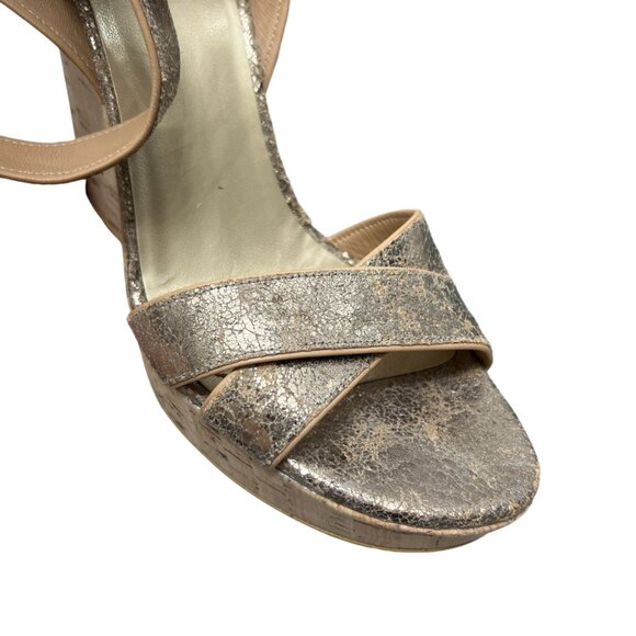 Stuart Weitzman Annex Penny Cracked Leather Wedge Sandals Shoes women's size 8.5 - Picture 5 of 8